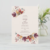 Rustic Maple Leaf Arch Fall Wedding Invitation Kaart (Staand voorkant)