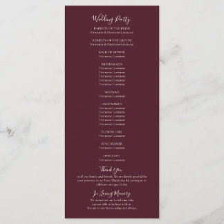 Rustic Maple Leaf Fall Wedding Program Programmakaart
