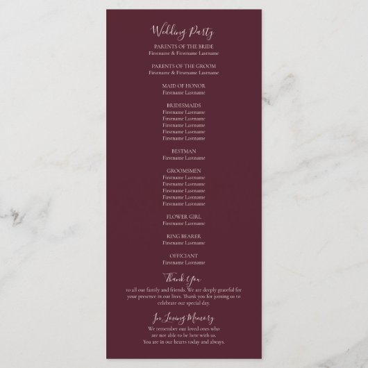 Rustic Maple Leaf Fall Wedding Program Programmakaart (Achterkant)