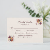 Rustic Maple Leaf Fall Wedding RSVP Card Kaartje (Staand voorkant)