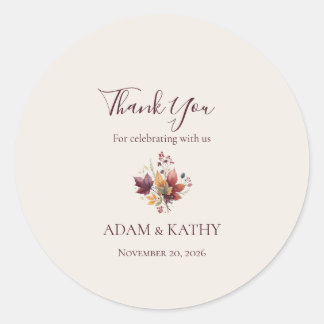 Rustic Maple Leaf Fall Wedding Thank You Sticker