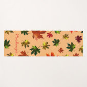 Rustic Maple Leaves Pattern met Name on ORANJE Yogamat (Voorkant (horizontaal))