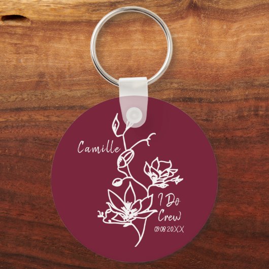 Rustic Marcela I Do Crew Bridesmaid Sleutelhanger (Achterkant)