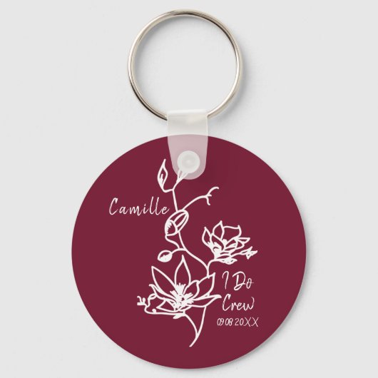 Rustic Marcela I Do Crew Bridesmaid Sleutelhanger (Achterkant)