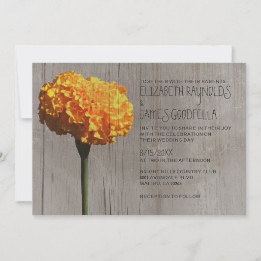 Rustic Marigold Wedding Invitations Kaart (Voorkant)