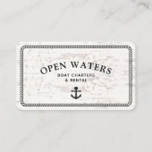 Rustic Marina Rope Anchor Boat White Wood Visitekaartje (Voorkant)