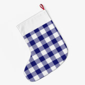 Rustic marineblauw geruit grote kerstsok (Achterkant (Hangend))