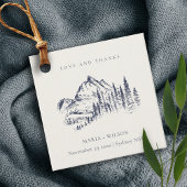 Rustic marinepine Bossen Mountain Sketch Wedding Bedankjes Labels