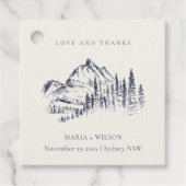 Rustic marinepine Bossen Mountain Sketch Wedding Bedankjes Labels (Voorkant)