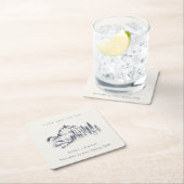 Rustic marinepine Bossen Mountain Sketch Wedding Kartonnen Onderzetters (Insitu)