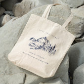 Rustic marinepine Bossen Mountain Sketch Wedding Tote Bag