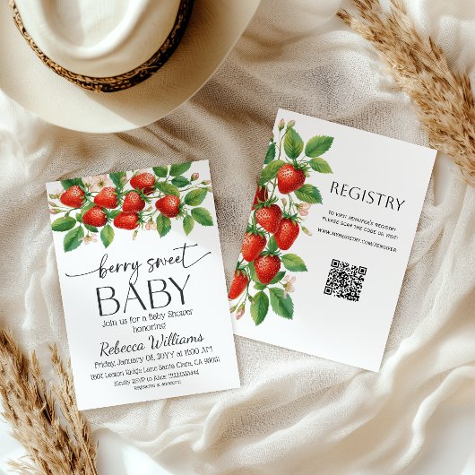 Rustic Market Strawberry Berry Sweet Baby Shower Kaart