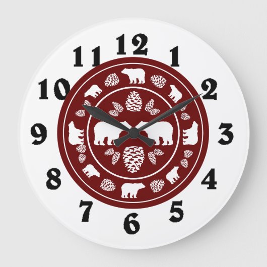 Rustic maroon beer pinecone  grote klok (Voorkant)