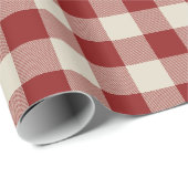 Rustic Maroon en Beige Buffalo Check Cadeaupapier (Rol Hoek)