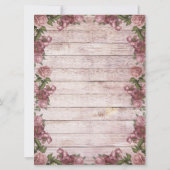 Rustic Maroon Floral Woody Wedding Invitation Kaart (Achterkant)