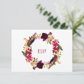 RUSTIC Maroon Floral Wreath Wood RSVP buffet 3979 (Staand voorkant)