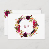 RUSTIC Maroon Floral Wreath Wood RSVP buffet 3979 (Voorkant / Achterkant)