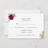 RUSTIC Maroon Floral Wreath Wood RSVP buffet 3979 Kaartje (Achterkant)