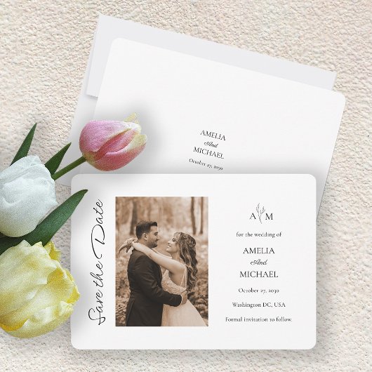 Rustic Maroon Fotobruiloft Save the Date Kaart