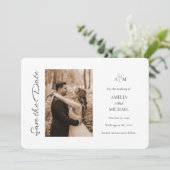 Rustic Maroon Fotobruiloft Save the Date Kaart (Staand voorkant)