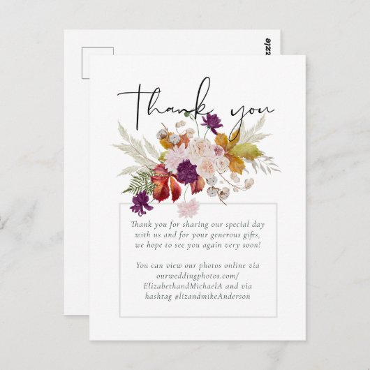 Rustic Maroon Ginger Blush Wedding Briefkaart (Voorkant / Achterkant)