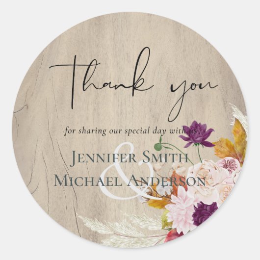 Rustic Maroon Ginger Blush Wedding Ronde Sticker (Voorkant)