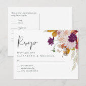 Rustic Maroon Ginger Blush Wedding RSVP Briefkaart (Voorkant / Achterkant)