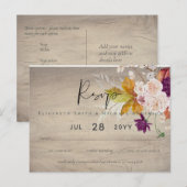 Rustic Maroon Ginger Blush Wedding RSVP Briefkaart (Voorkant / Achterkant)