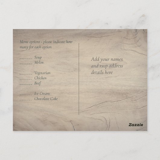 Rustic Maroon Ginger Blush Wedding RSVP Briefkaart (Achterkant)