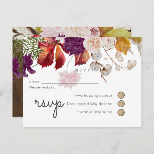 Rustic Maroon Ginger Blush Wedding RSVP Uitnodiging Briefkaart