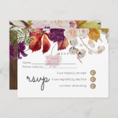 Rustic Maroon Ginger Blush Wedding RSVP Uitnodiging Briefkaart (Voorkant / Achterkant)