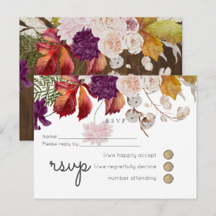 Rustic Maroon Ginger Blush Wedding RSVP Uitnodiging Briefkaart