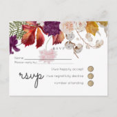 Rustic Maroon Ginger Blush Wedding RSVP Uitnodiging Briefkaart (Voorkant)