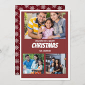 Rustic Maroon Rode Kerstfoto Collage kaart (Voorkant / Achterkant)
