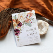 Rustic Maroon Rust Sinaasappel Botanical Floral We Kaart