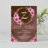 Rustic Maroon Winter Wedding Floral Folie Uitnodig Folie Uitnodiging (Staand Voorkant)