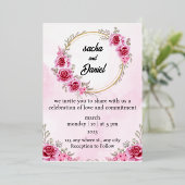 Rustic Maroon Winter Wedding Floral Folie Uitnodiging (Staand Voorkant)