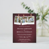 Rustic Maroon Wood Foto Budget Weddenschap (Staand voorkant)