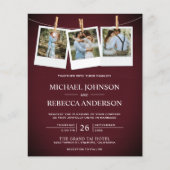 Rustic Maroon Wood Foto Budget Weddenschap (Voorkant)