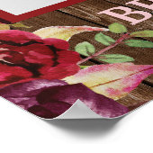 Rustic Marsala Bourgondië Bloem Foto Prop Frame Poster (Hoek)