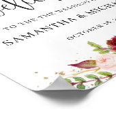 Rustic marsala burgundy bruiloft welkomstbord poster (Hoek)