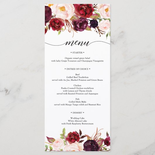 Rustic Marsala Burgundy Menu (Voorkant)