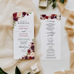 Rustic Marsala Burgundy Wedding Program Programmakaart<br><div class="desc">Everyone will love reading the details of your wedding with this beautiful calligraphy script wedding program.

See all of our matching items in our Rustic Burgundy Marsala Collection:
https://www.zazzle.com/collections/rustic_burgundy_marsala-119549341348963566

Visit our website for more designs and inspiration: www.creativeuniondesign.com</div>
