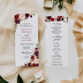 Rustic Marsala Burgundy Wedding Program Programmakaart