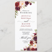 Rustic Marsala Burgundy Wedding Program Programmakaart (Voorkant)