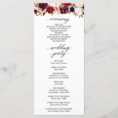 Rustic Marsala Burgundy Wedding Programme Programmakaart (Achterkant)