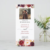 Rustic Marsala Burgundy Wedding Programme Programmakaart (Staand voorkant)