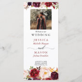 Rustic Marsala Burgundy Wedding Programme Programmakaart (Voorkant)