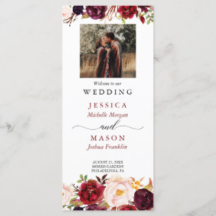Rustic Marsala Burgundy Wedding Programme Programmakaart
