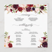 Rustic Marsala Burgundy Wedding Programme Programmakaart (Achterkant)